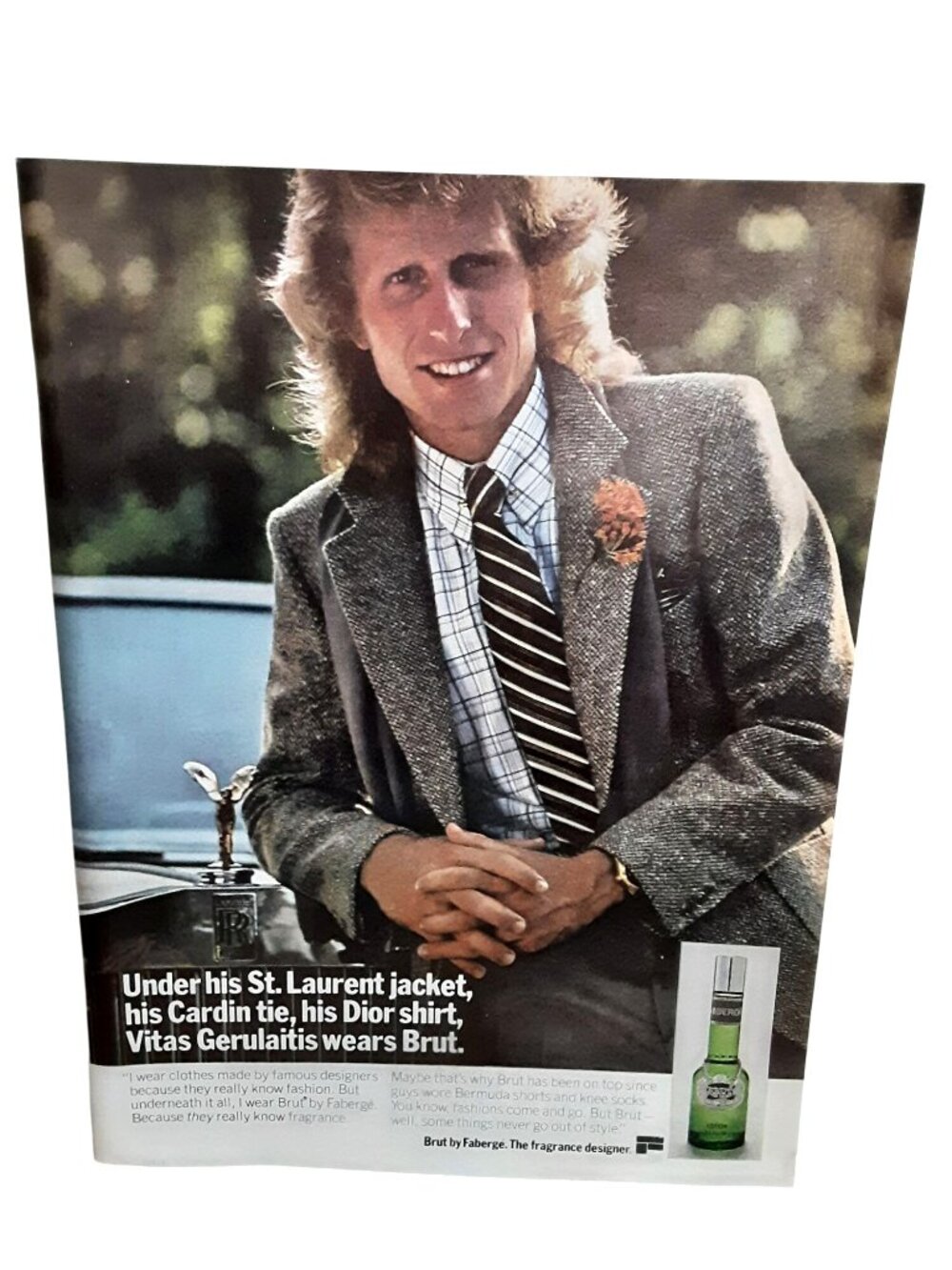 1978 Brut Faberge Vitas Gerulaitis Rolls Royce Vintage Cologne Print Ad